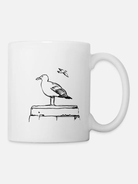 Möwe – Illustration - Tasse - Weiß