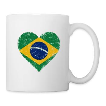 Brasilien Flagge Herz - Tasse - Weiß - Rechts