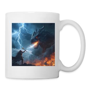 Clash with the Beast – Epischer Drachenkampf - Tasse - Weiß - Rechts