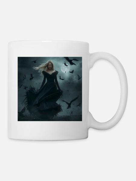 The Raven Queen – The Dark Goddess of the Night - Mug - white