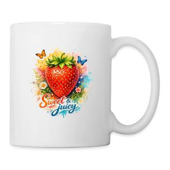 Sweet & juicy Strawberry Watercolor Art - Tasse - Weiß - Rechts