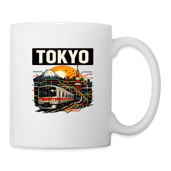 Tokyo Neon Train Skyline Vintage 60er - Tasse - Weiß - Rechts