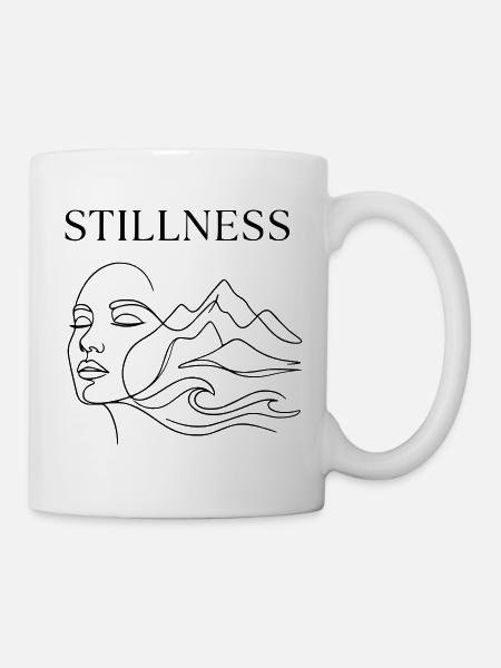 Stillness Minimalistische Linienzeichnung - Tasse - Weiß
