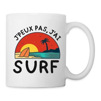 Surf au coucher de soleil palmier - Mug blanc - blanc - Droite