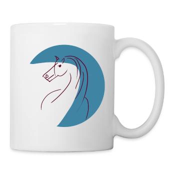 Pferde-Umriss im Blaukreis - Tasse - Weiß - Rechts
