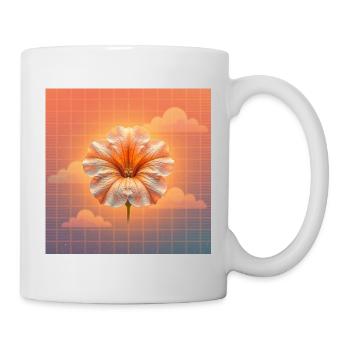 Neon flower on cloud grid - Mug - white - Right