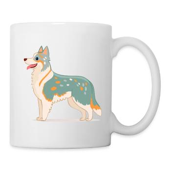 Australian Shepherd Blanc/Gris (bande dessinée) - Mug blanc - blanc - Droite