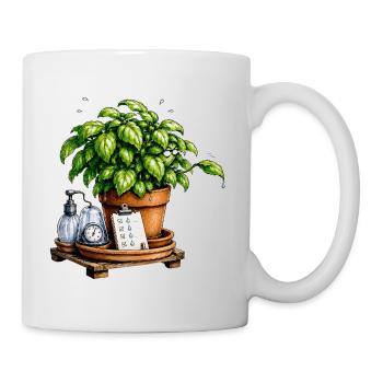 Grüner Gedanke Topfpflanze - Tasse - Weiß - Rechts