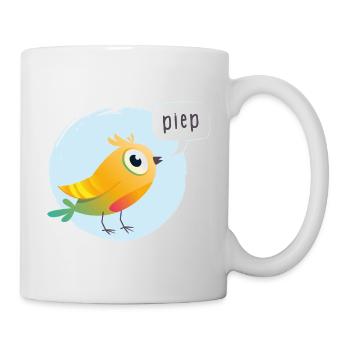 Bunter Vogel mit Piepsprechblase - Tasse - Weiß - Rechts