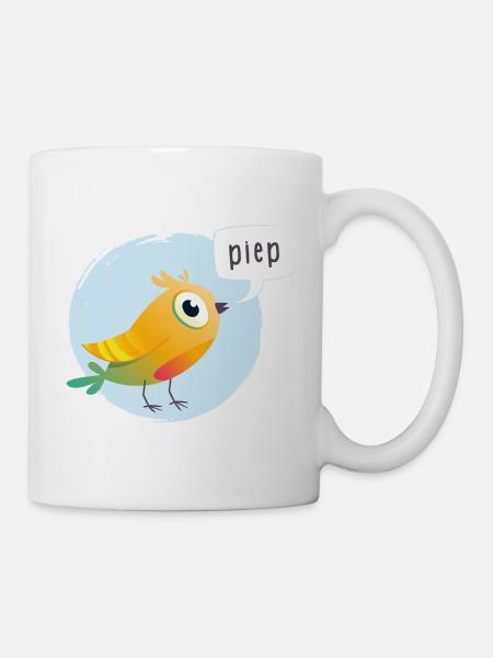 Bunter Vogel mit Piepsprechblase - Tasse - Weiß