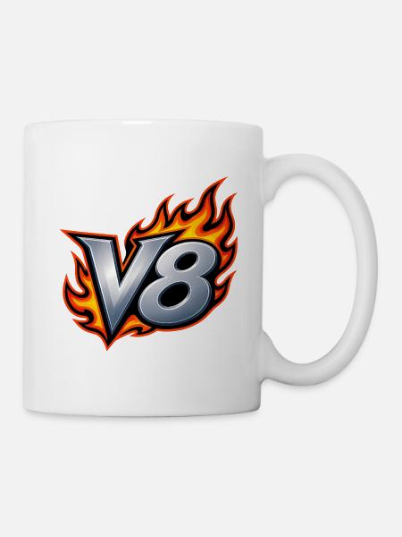 V8 Flammenemblem - Tasse - Weiß
