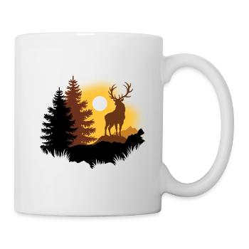 Hirsch bei Sonnenaufgang  - Tasse - Weiß - Rechts