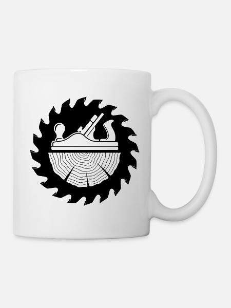 Schreiner Hobel Sägeblatt Motiv - Tasse - Weiß