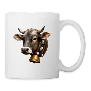 Kuh im Polygonstil mit Glocke - Tasse - Weiß - Rechts