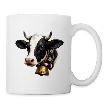 Cow Head Polygon Art with Bell - Mug - white - Right
