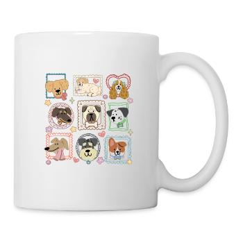 Doodle Pet Portrait Frames: Süße Hunde-Vielfalt - Tasse - Weiß - Rechts