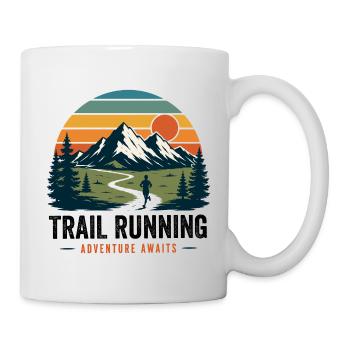 Aventure de trail Running attend un coucher de soleil vintage - Mug blanc - blanc - Droite