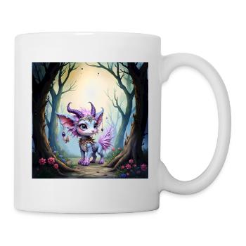 Fliederwaldkreatur mit Hörnern - Tasse - Weiß - Rechts