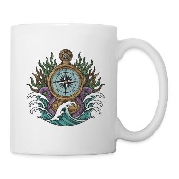 Vintage Kraken Sea Badge Kompass-Taucherglocke - Tasse - Weiß - Rechts