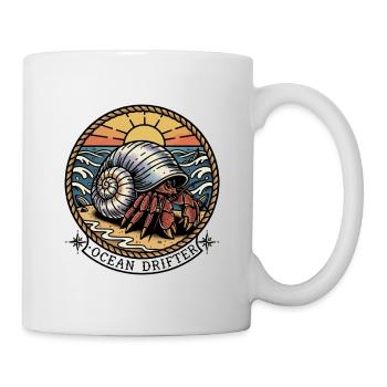 Vintage Hermit Crab Seashell Sea Badge - Mug - white - Right