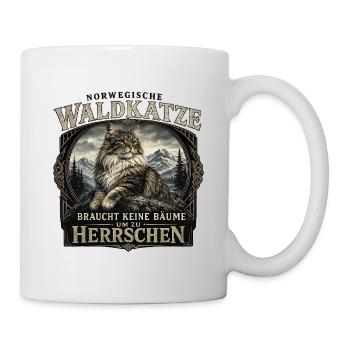 Norwegische Waldkatze: Herrschaft - Tasse - Weiß - Rechts