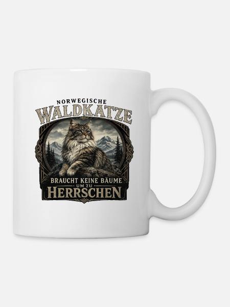 Norwegische Waldkatze: Herrschaft - Tasse - Weiß