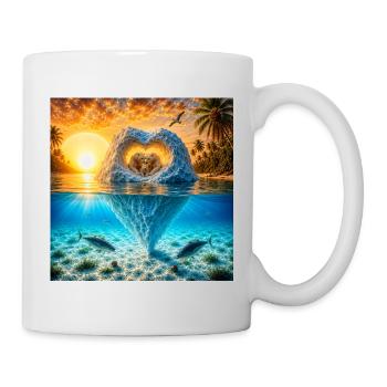 Herz Eisberg mit Eisbären am Tropenstrand - Mug - white - Right