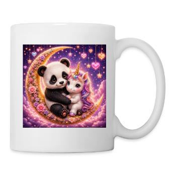 Mond kuschel Panda Einhorn Geschenk - Tasse - Weiß - Rechts