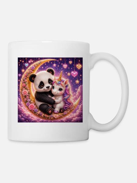 Moon Cuddle Panda Unicorn Gift - Mug - white