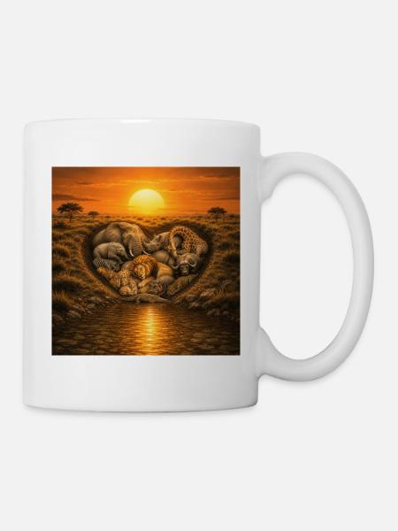 Oase mit wild Afrika Wildlife Harmonie und Liebe - Mug - white