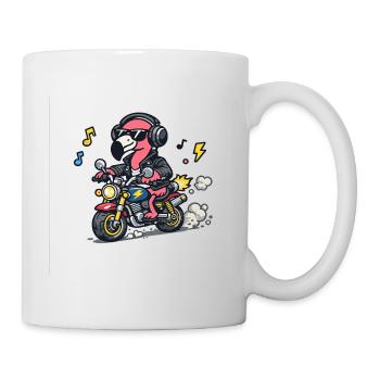 Flamingo Biker auf Motorrad - Tasse - Weiß - Rechts