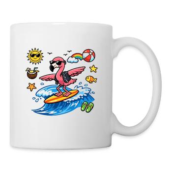 Surfer flamingo on wave - Mug - white - Right
