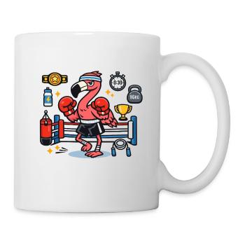 Combat de boxe flamant rose sur le ring - Mug blanc - blanc - Droite