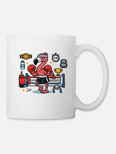 Flamingo Boxkampf im Ring - Tasse - Weiß
