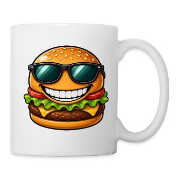 Un cheeseburger cool avec lunettes de soleil été - Mug blanc - blanc - Droite
