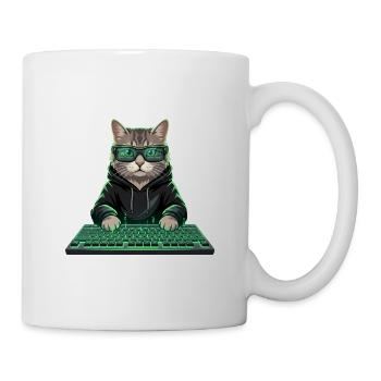 Gaming Katze Hacker Nerd PC - Tasse - Weiß - Rechts