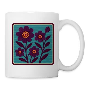 Purple Retro Flowers - Mug - white - Right