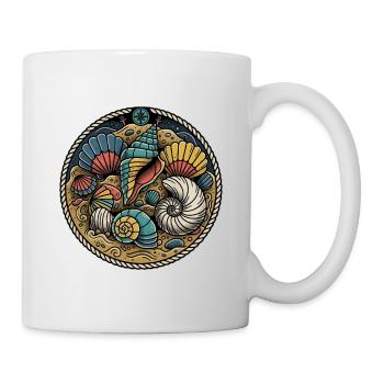 Vintage Beach Shells Navy Badge Rope - Mug - white - Right