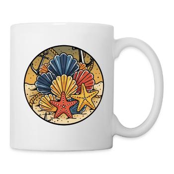 Seashells Starfish Beach Marine Badge - Mug - white - Right