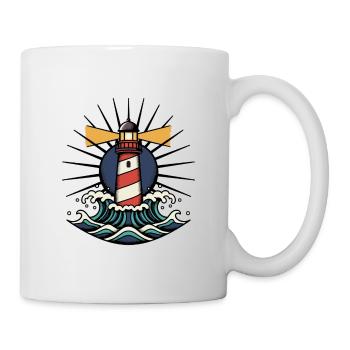 Phare Maritime Vagues Ocean Tatouage Retro - Mug blanc - blanc - Droite