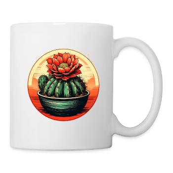 Roter Blütenkaktus im Abendlicht - Tasse - Weiß - Rechts