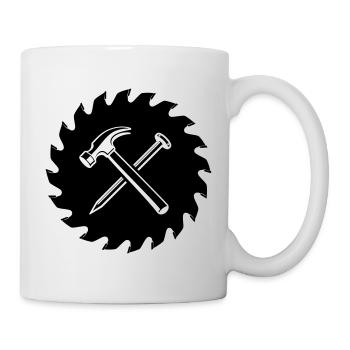 Carpenter Saw Blade Hammer Nail Logo - Mug - white - Right