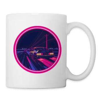 Voiture néon Cyberpunk Synthwave rétro - Mug blanc - blanc - Droite