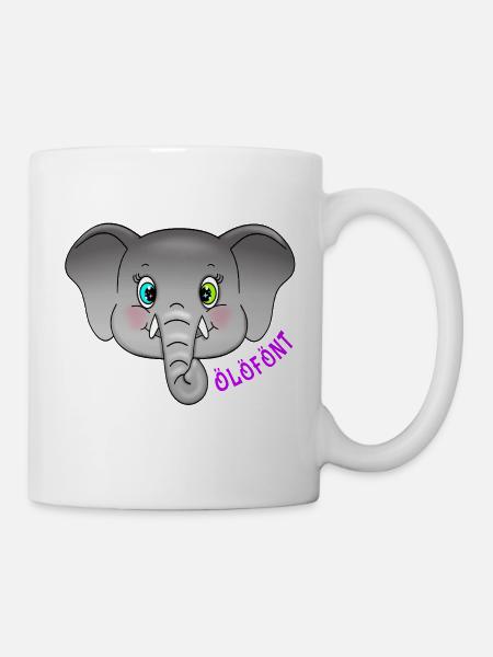 Ölöfönt - The sugar-sweet elephant with glittering eyes - Mug - white