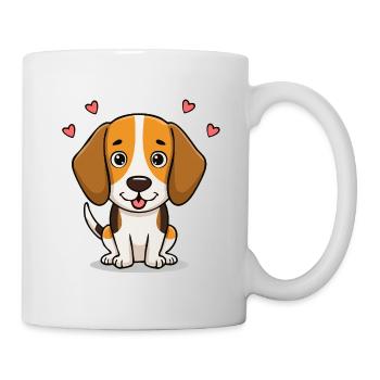 Petit Beagle mignon (bande dessinée) - Mug blanc - blanc - Droite