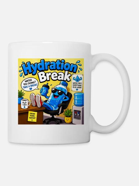 Hydration Break Cartoon-Flasche - Tasse - Weiß