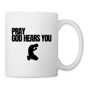 Silhouette de la citation chrétienne noire en prière - Mug blanc - blanc - Droite