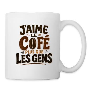 J’aime le café plus que les gens - Mug blanc - blanc - Droite