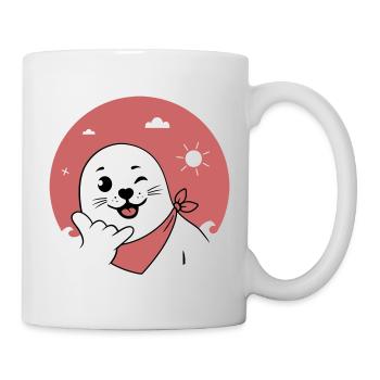 Winking Seal Wearing a Bandana Throwing Shaka Sign - Mug - white - Right