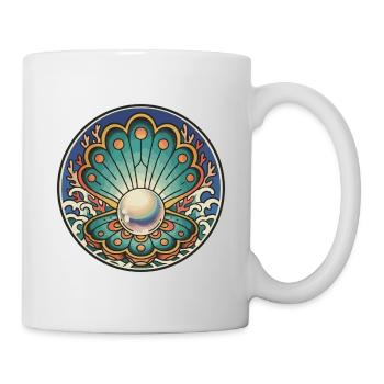 Coquillage Perle Ocean Moule Retro Tatouage - Mug blanc - blanc - Droite